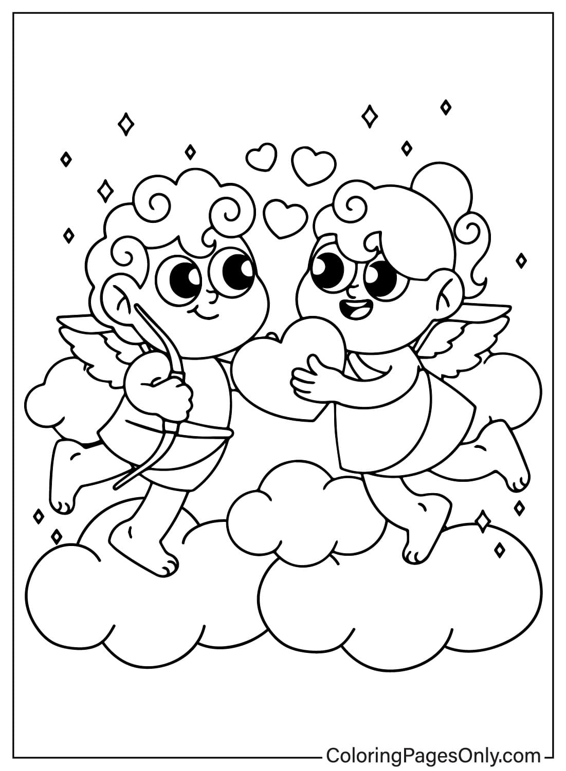 Página para colorear de Cupido para imprimir desde Cupido