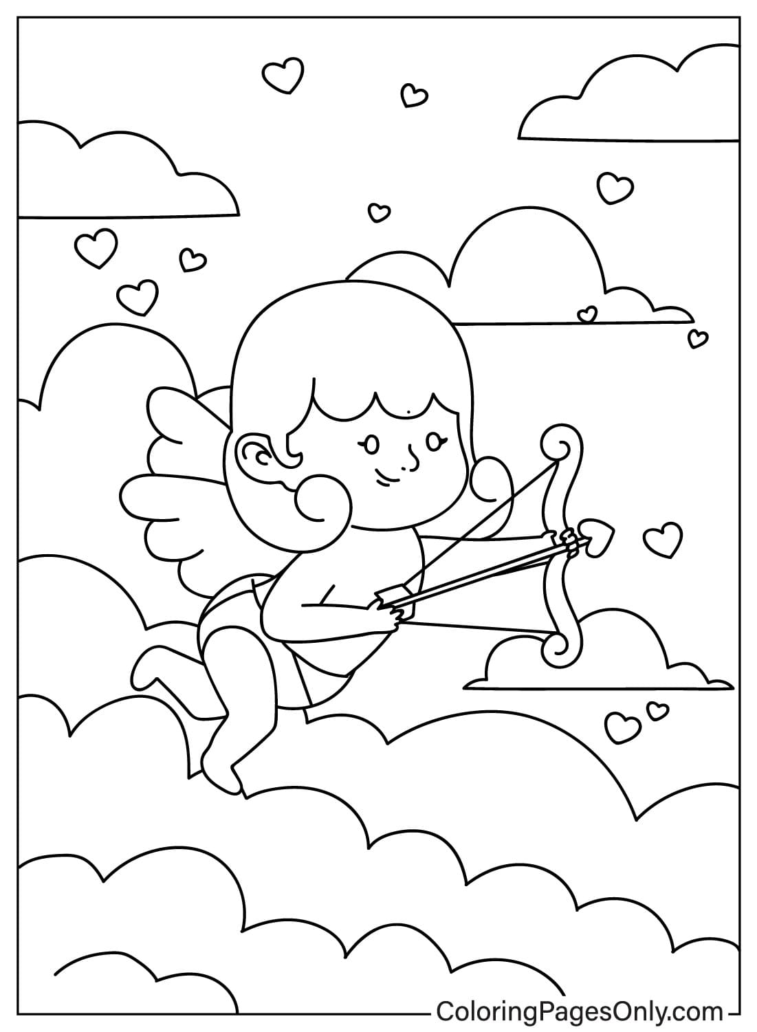 Feuille de coloriage Cupidon pour les enfants de Cupidon
