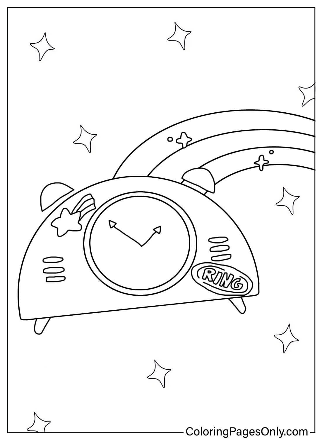 Cute Alarm Clock Coloring Page from