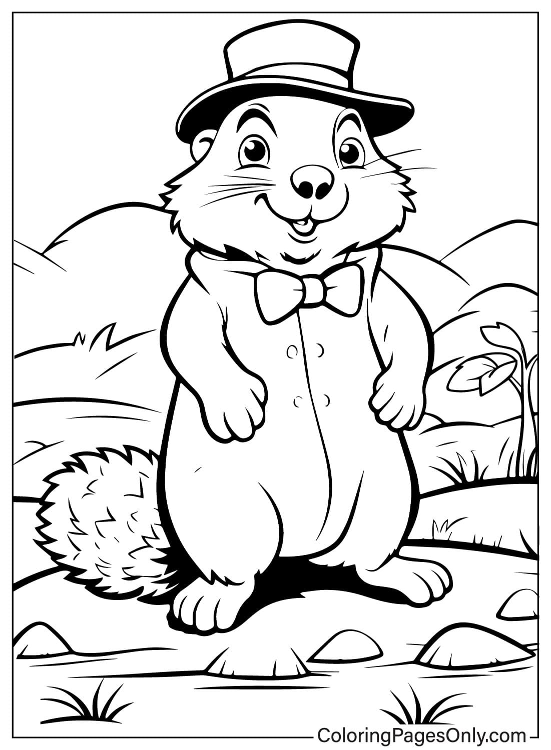Coloriage mignon du jour de la marmotte de Groundhog Day