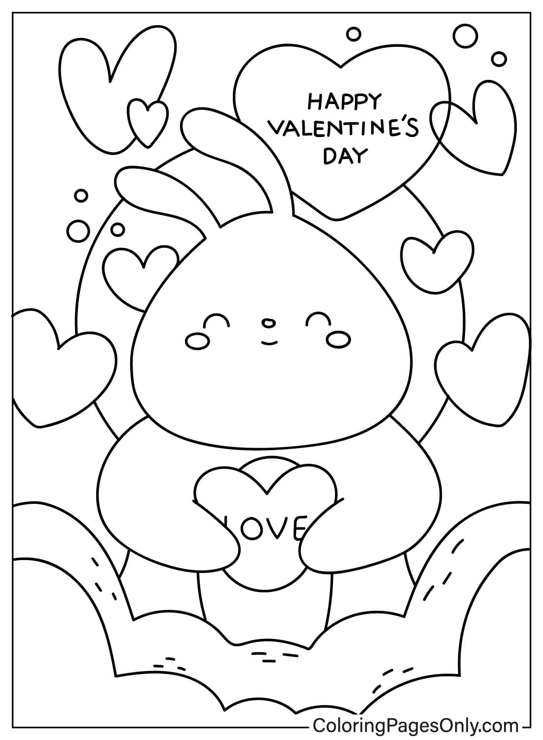 Pagina da colorare di carini biglietti di San Valentino da Cartoline di San Valentino