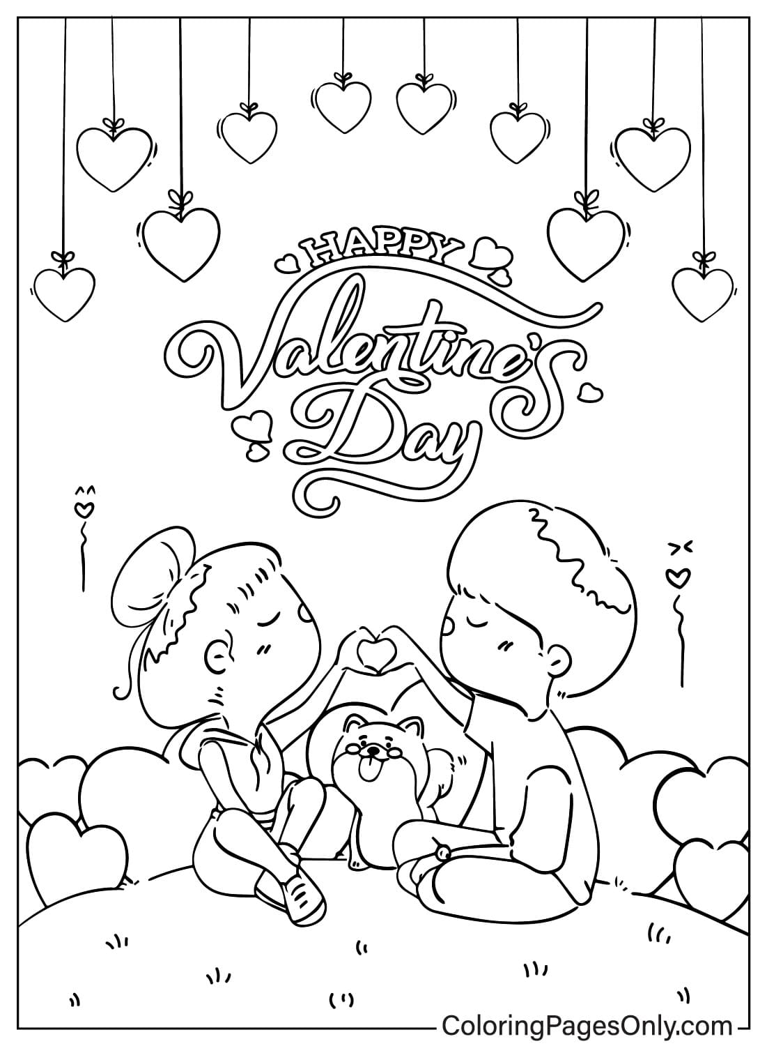 Cute Valentines Day Coloring Page