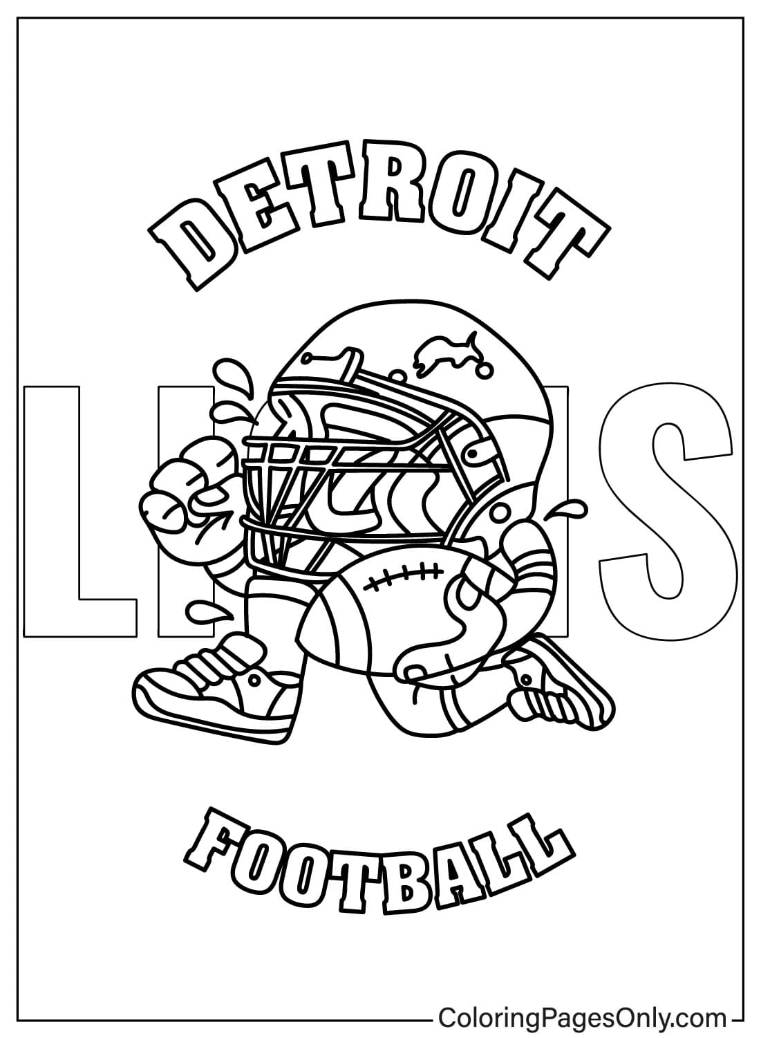 Pagina da colorare dei leoni di Detroit gratuita dai leoni di Detroit
