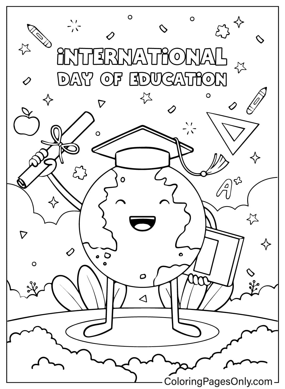 رسم صفحة تلوين اليوم العالمي للتعليم من اليوم العالمي للتعليم