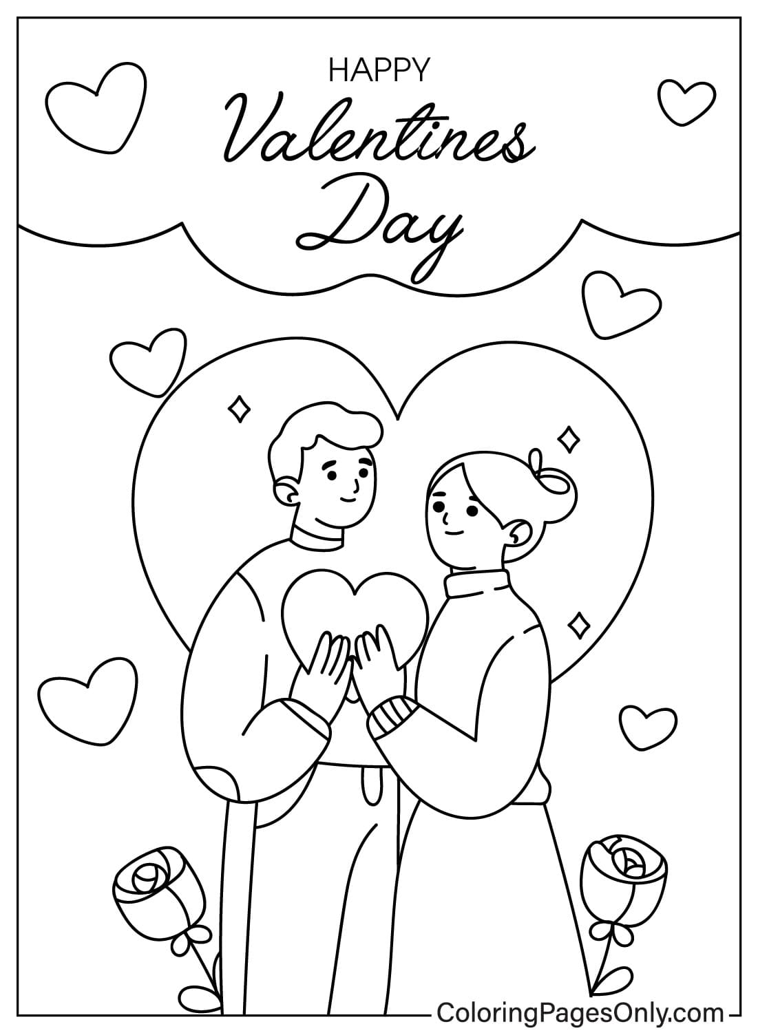 Рисунок раскраски ко Дню святого Валентина из открыток ко Дню святого Валентина
