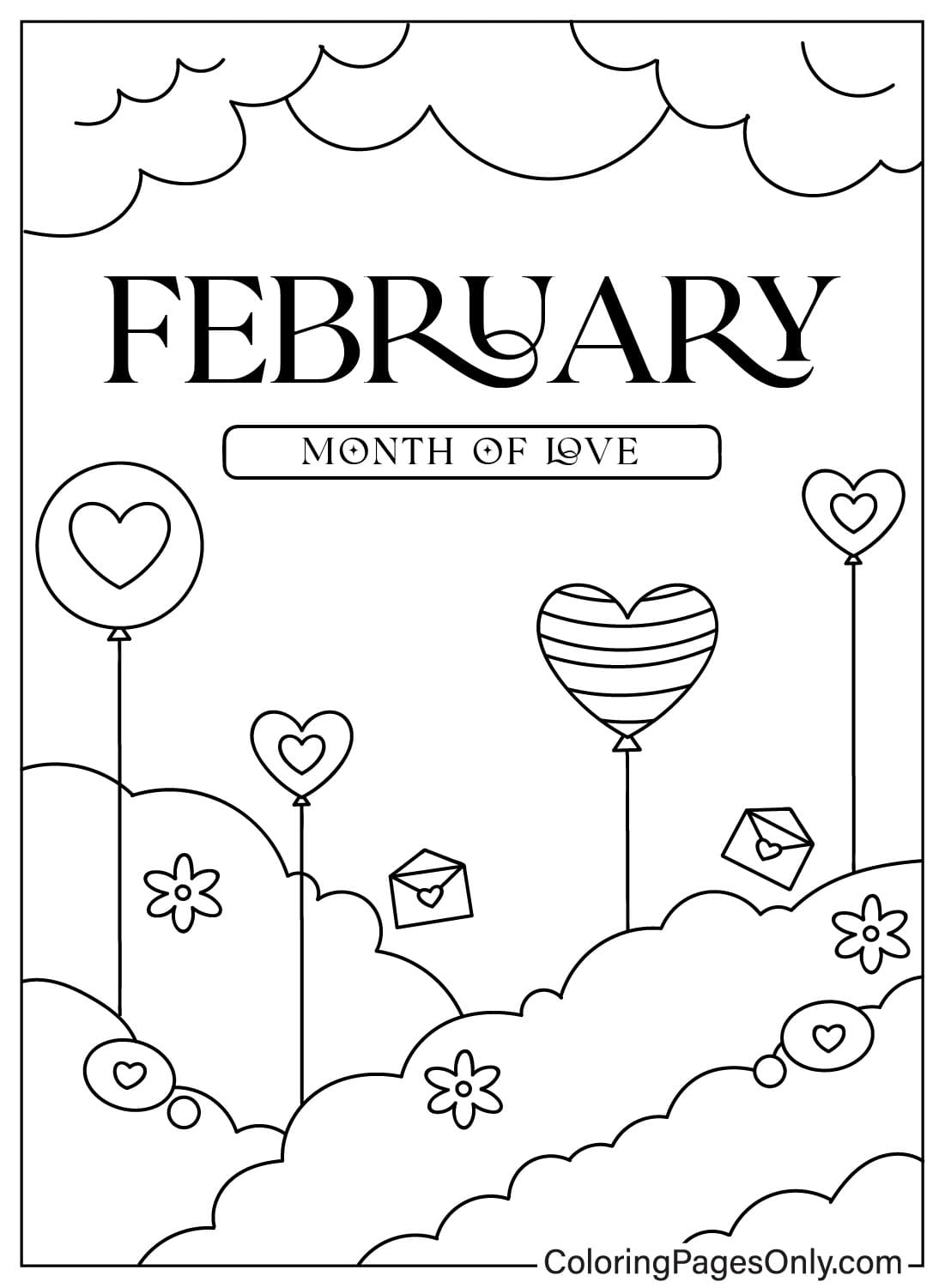 صفحة التلوين لشهر فبراير مجانًا اعتبارًا من فبراير 2024