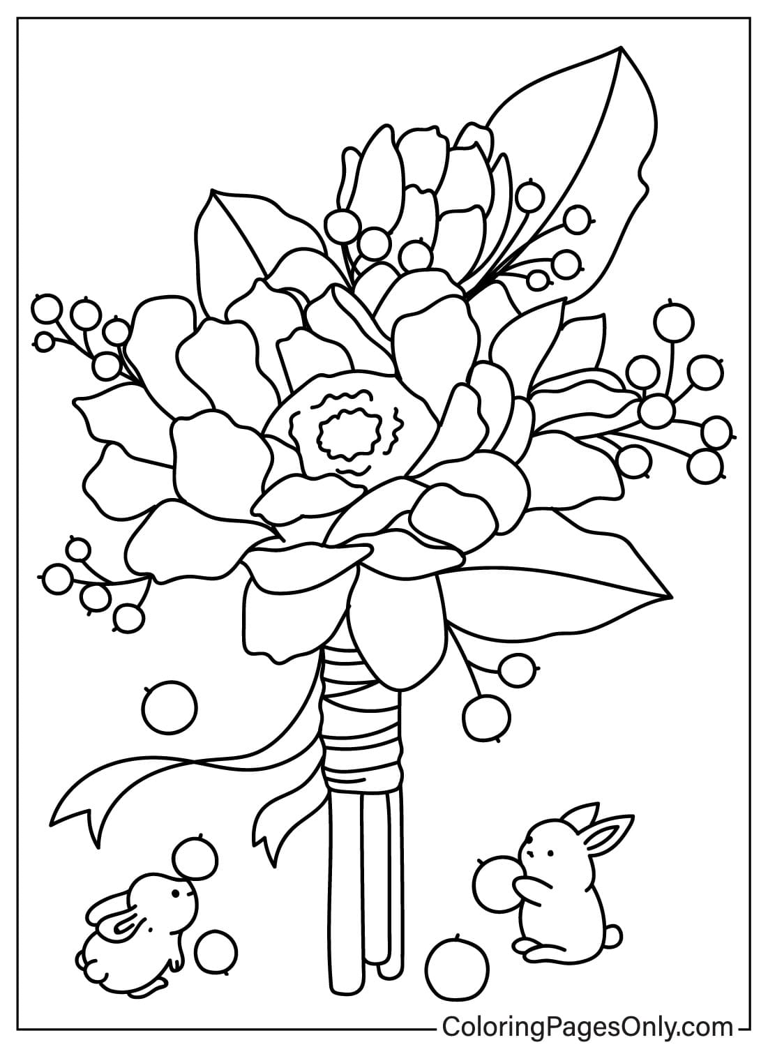 Página para colorir de buquê de flores grátis em buquê de flores