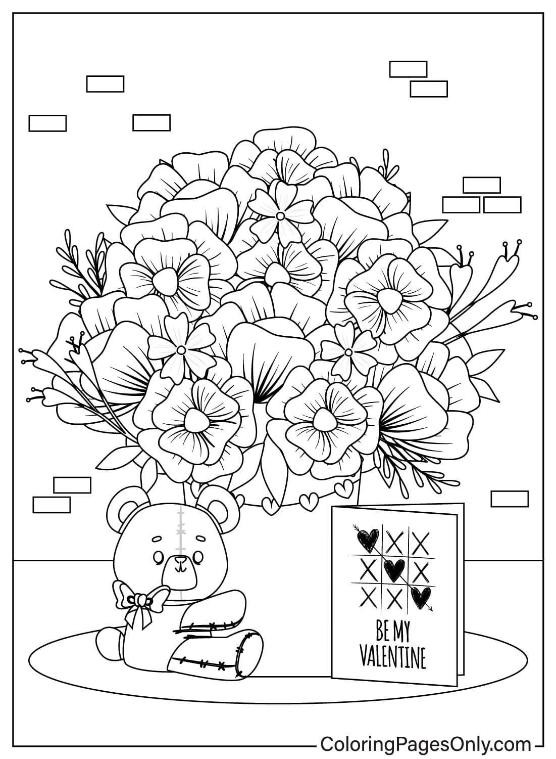 Pagina da colorare di bouquet di fiori da bouquet di fiori