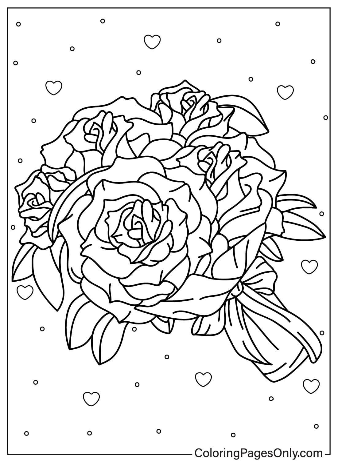 Páginas para colorir de buquê de flores para impressão em buquê de flores