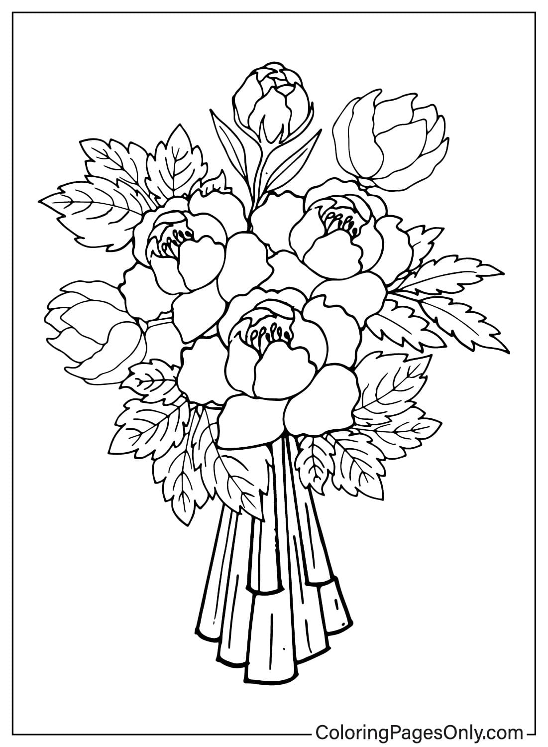 Página para colorir de fotos de buquê de flores do buquê de flores