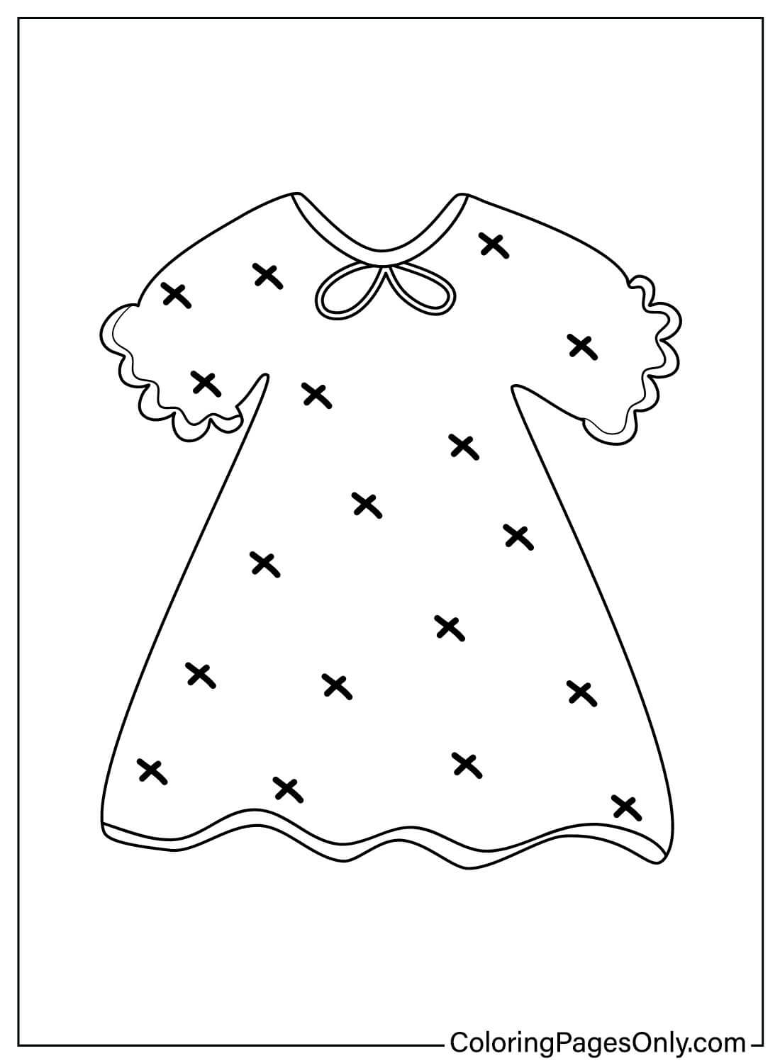 Hoja para colorear de vestido de bebé gratis de Baby Dress