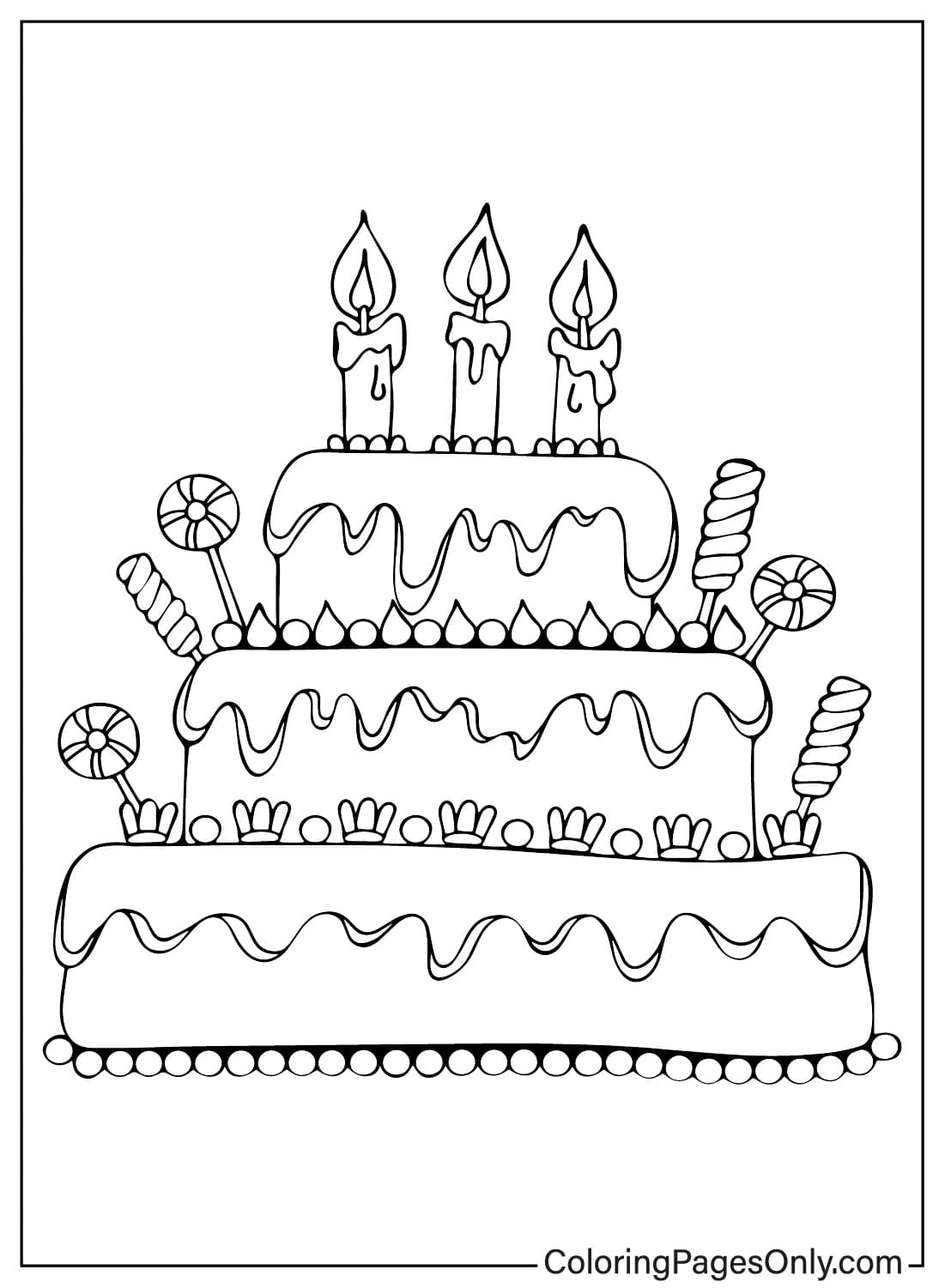 Coloriage de gâteau d'anniversaire gratuit de Birthday Cake
