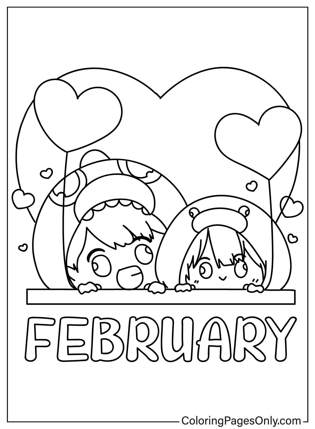Free February Coloring Page from February 2024