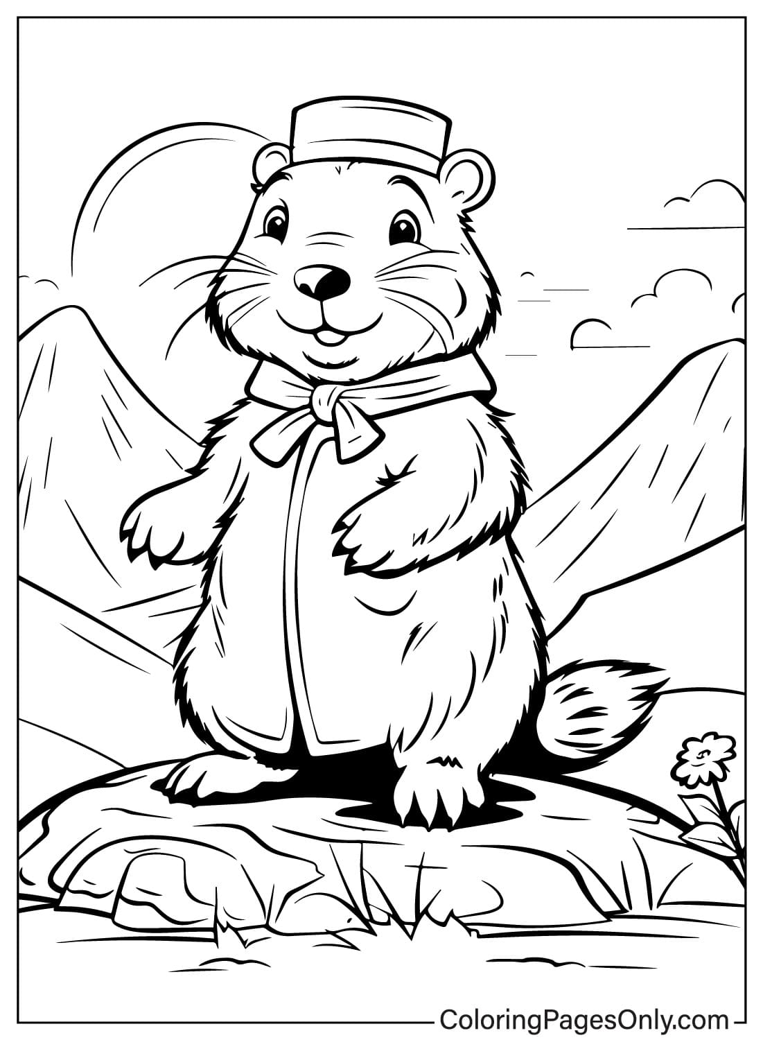 Coloriage gratuit du Jour de la marmotte de Groundhog Day