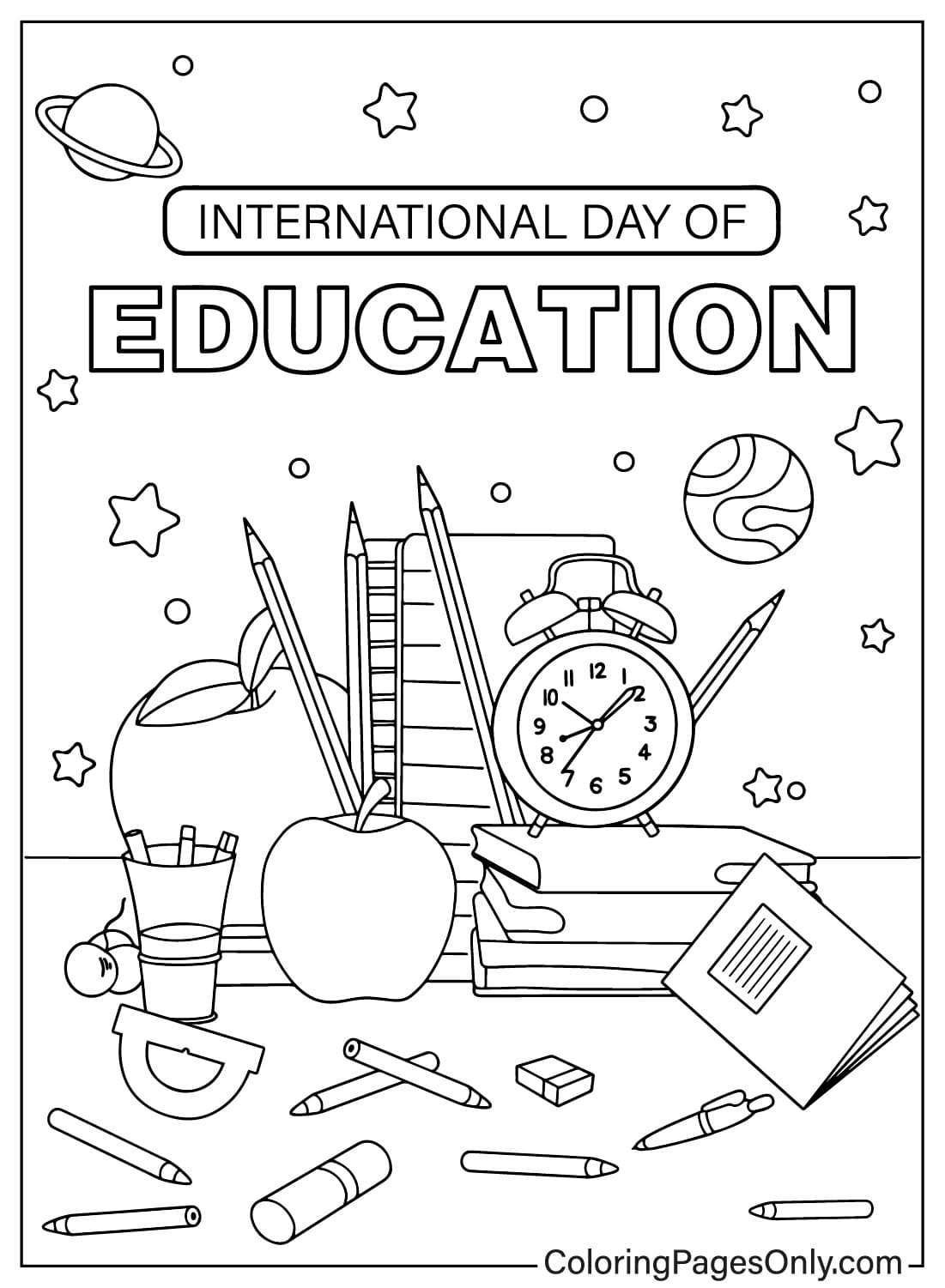صفحة تلوين اليوم العالمي للتعليم مجانًا من اليوم العالمي للتعليم