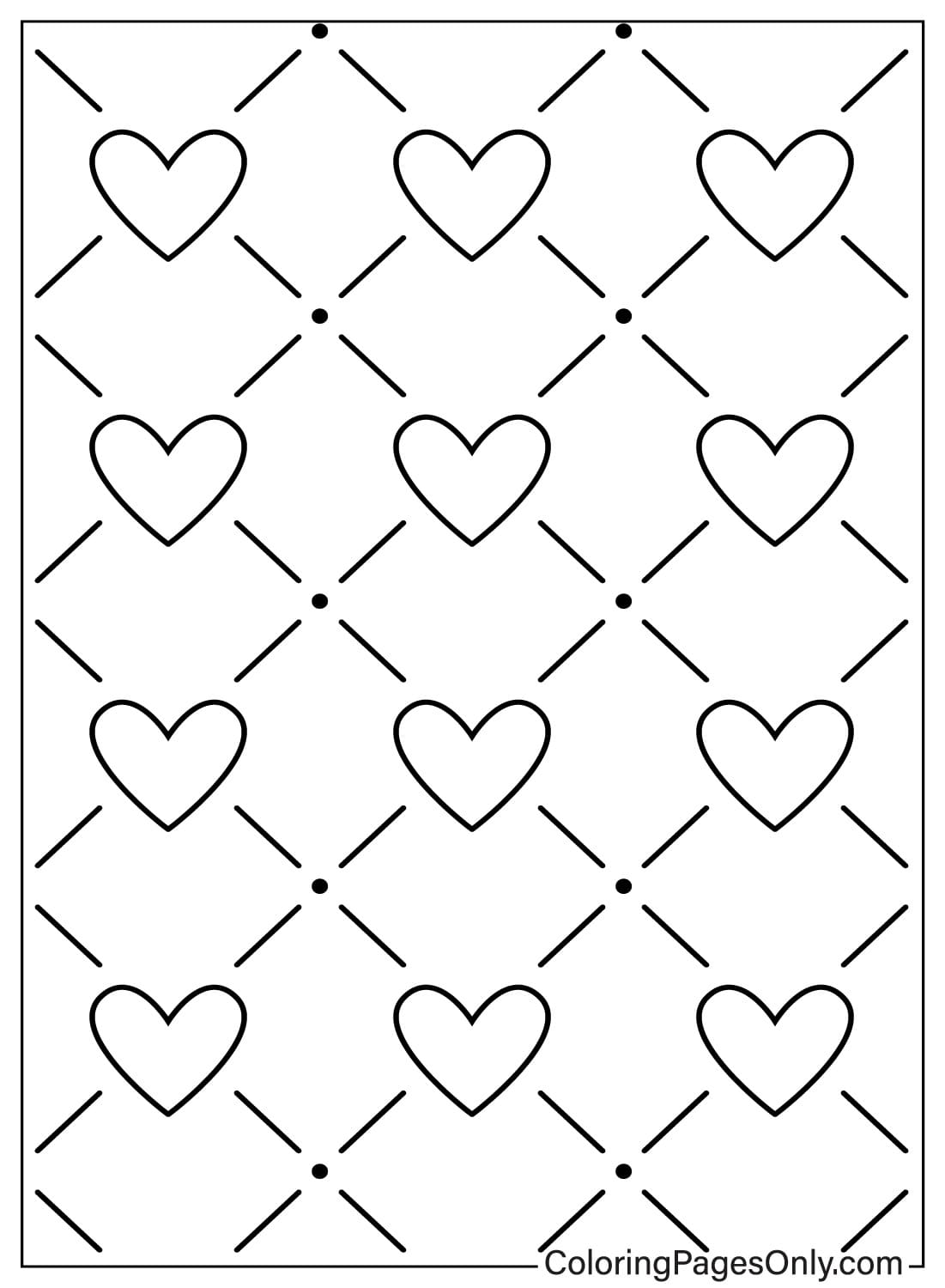 Página para colorir de coração com padrão grátis