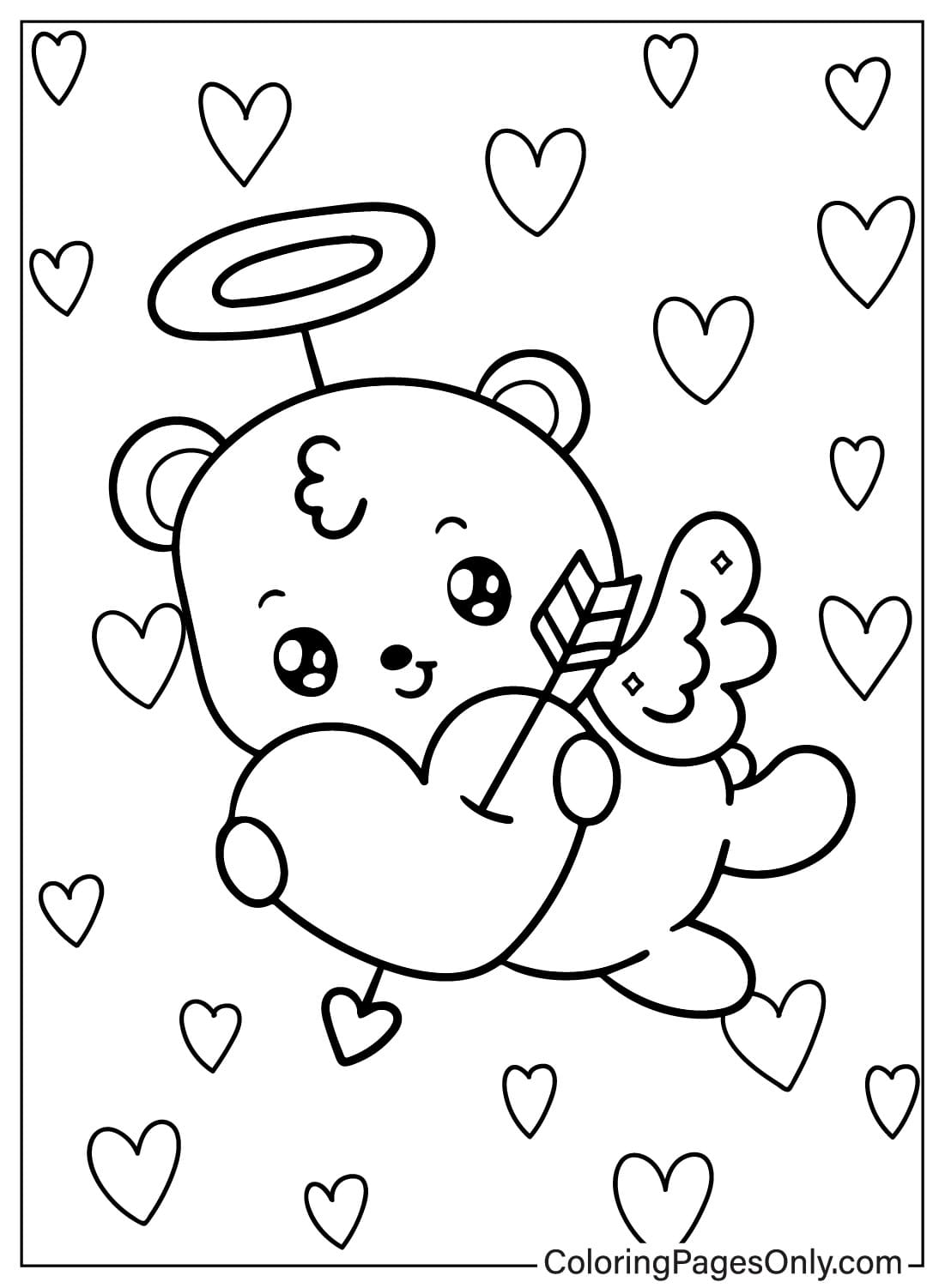 Página para colorear de Cupido para imprimir gratis de Cupido