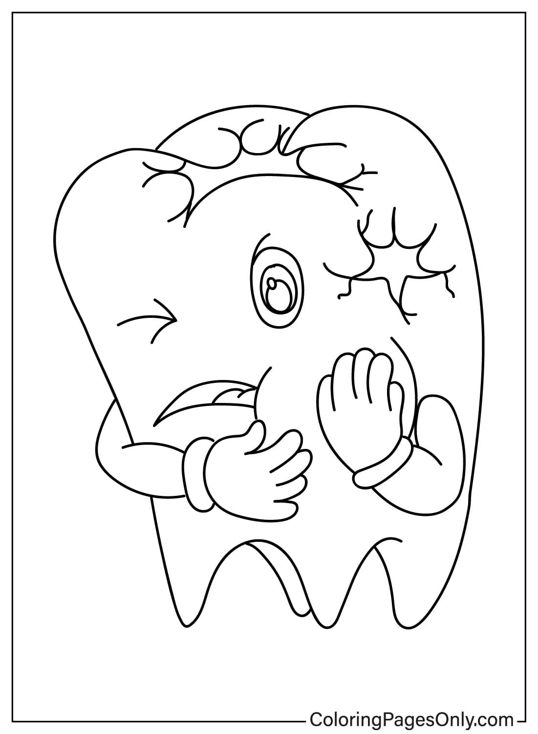 Зуб раскраска для детей