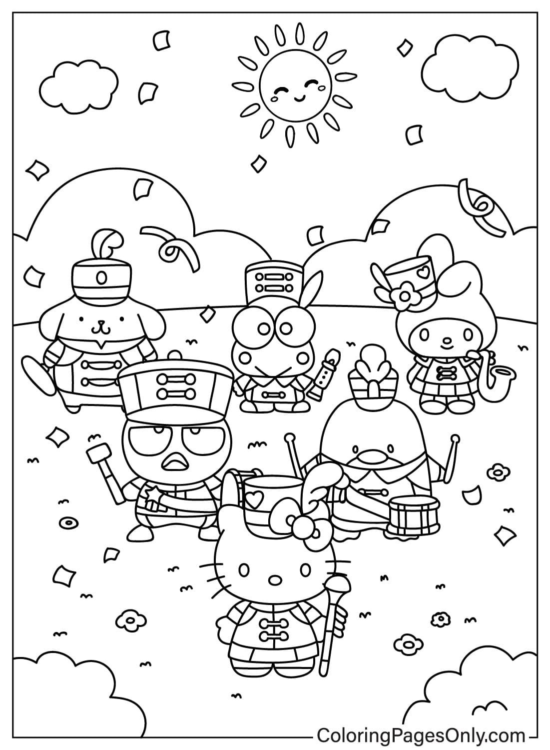 Gratis Sanrio kleurplaat van Hello Kitty