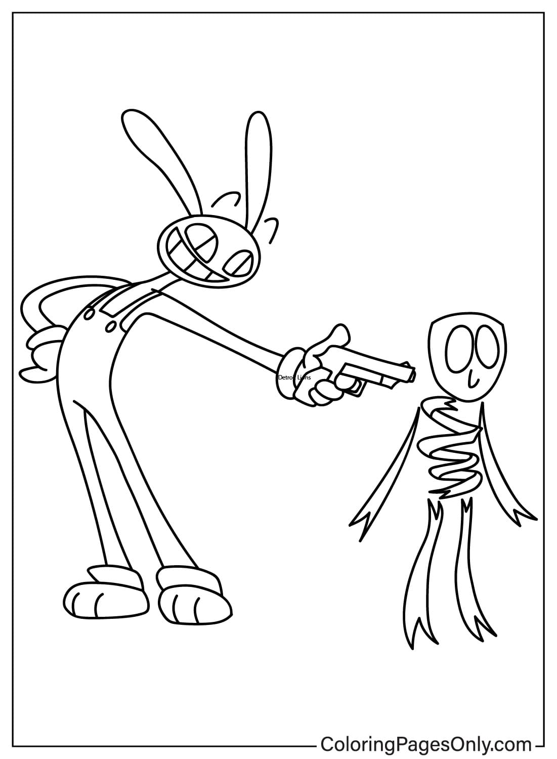 Gangle and Jax Coloring Page from The Amazing Digital Circus