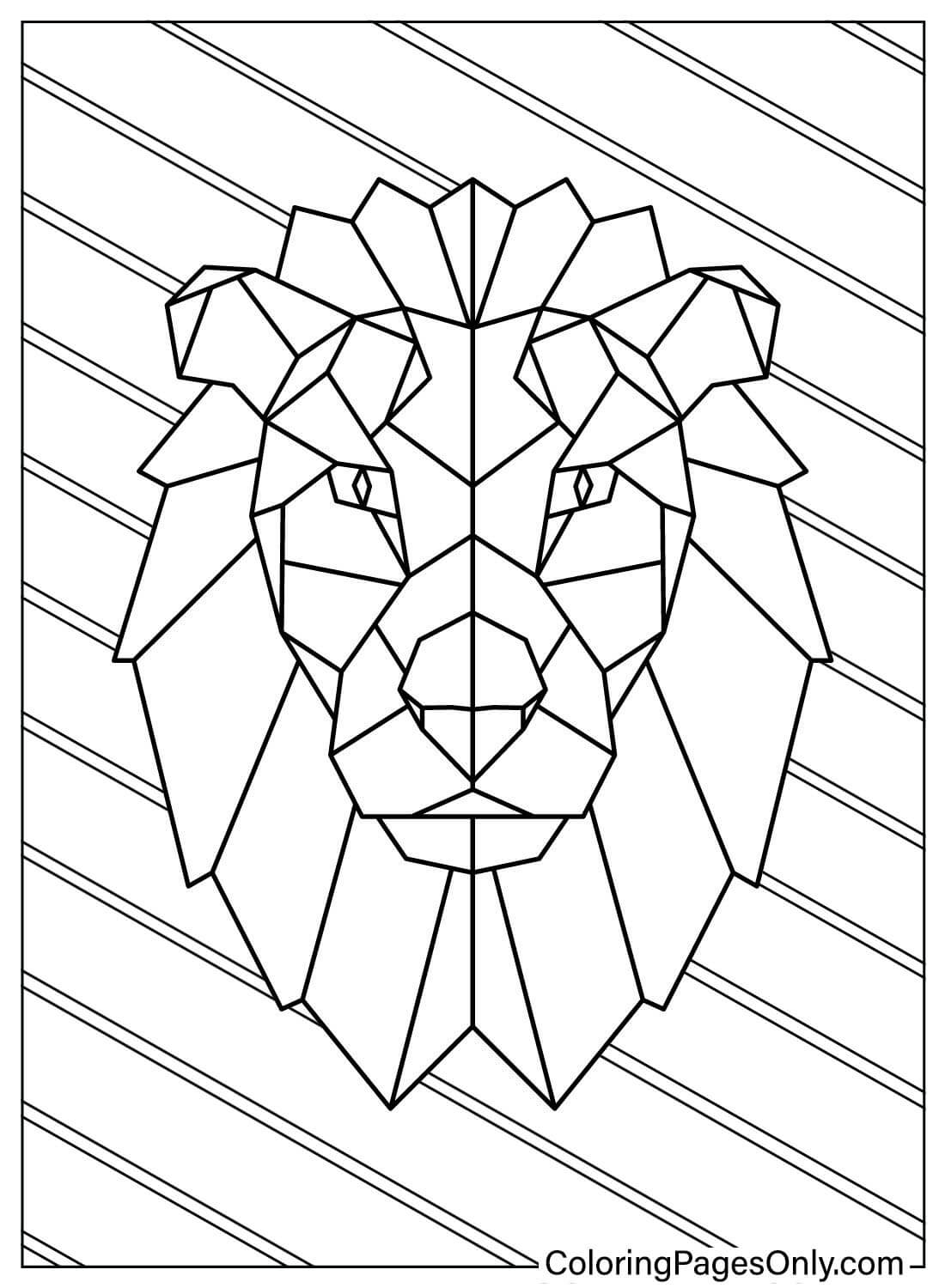 Página para colorear de león geométrico de Lion