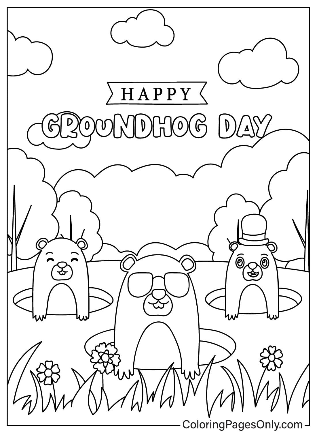 Page couleur du jour de la marmotte de Groundhog Day