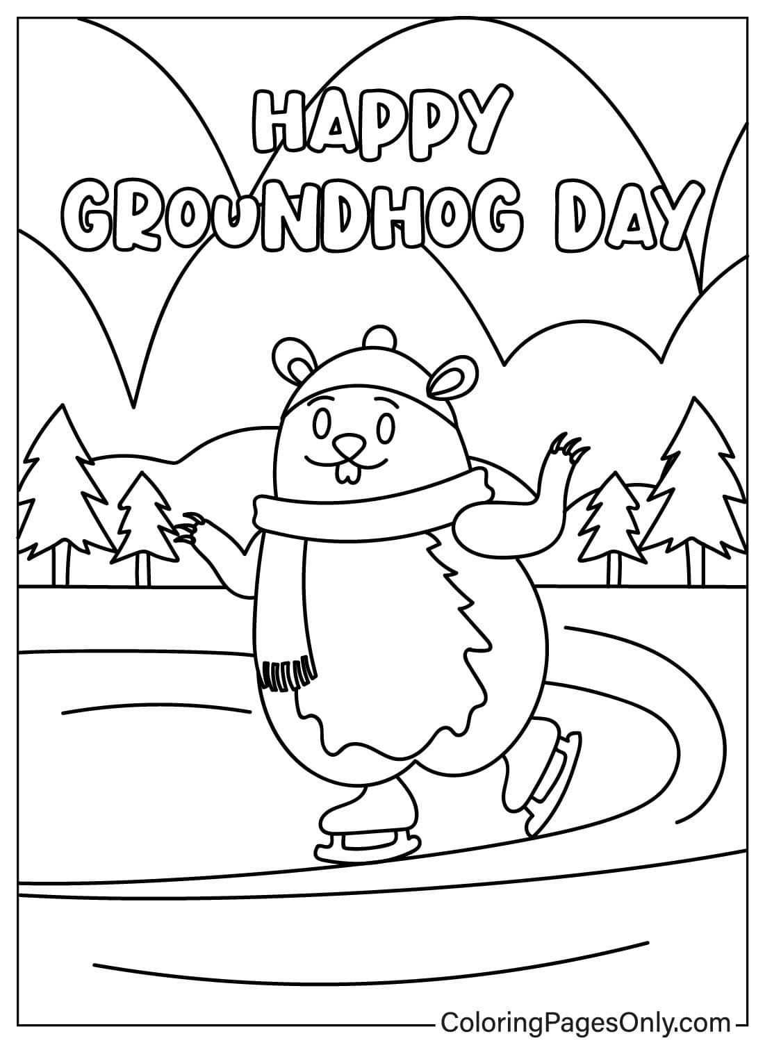 Página para colorear del Día de la Marmota gratis del Día de la Marmota