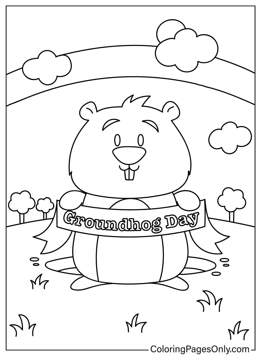 Página para colorir do Dia da Marmota para imprimir do Dia da Marmota