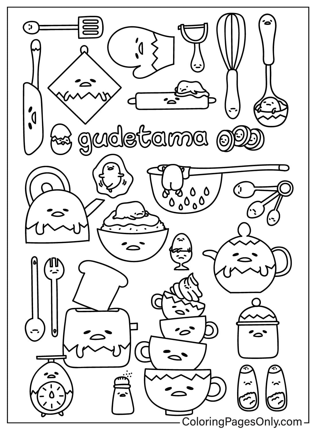 Páginas para colorir de Gudetama para impressão em Gudetama