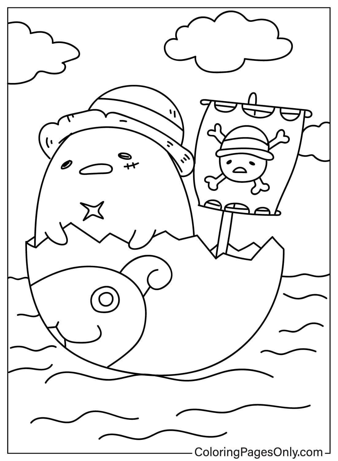 Página para colorir de Gudetama Luffy de Gudetama