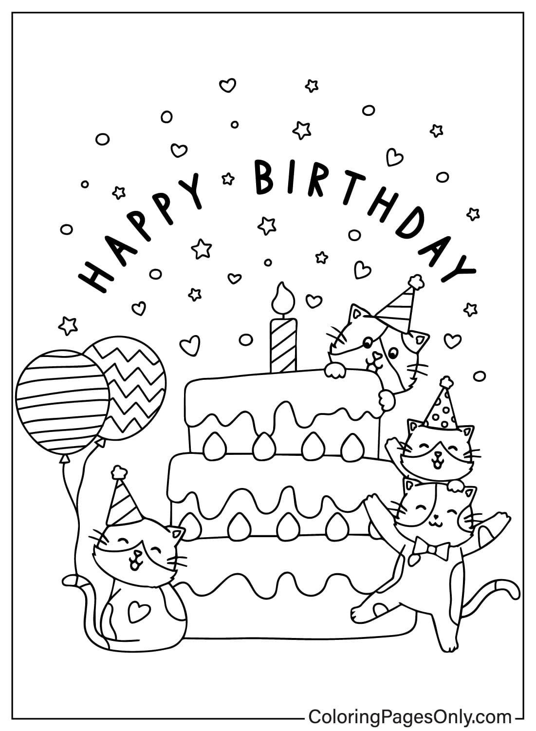 Coloriage de gâteau de joyeux anniversaire de Gâteau d'anniversaire