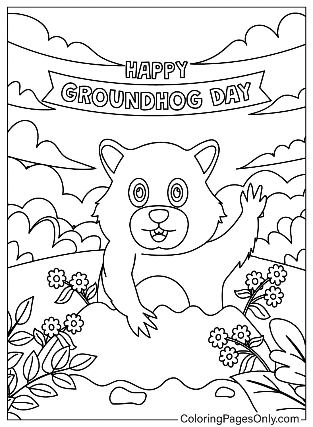 Coloriage Joyeux Jour de la Marmotte de Jour de la Marmotte