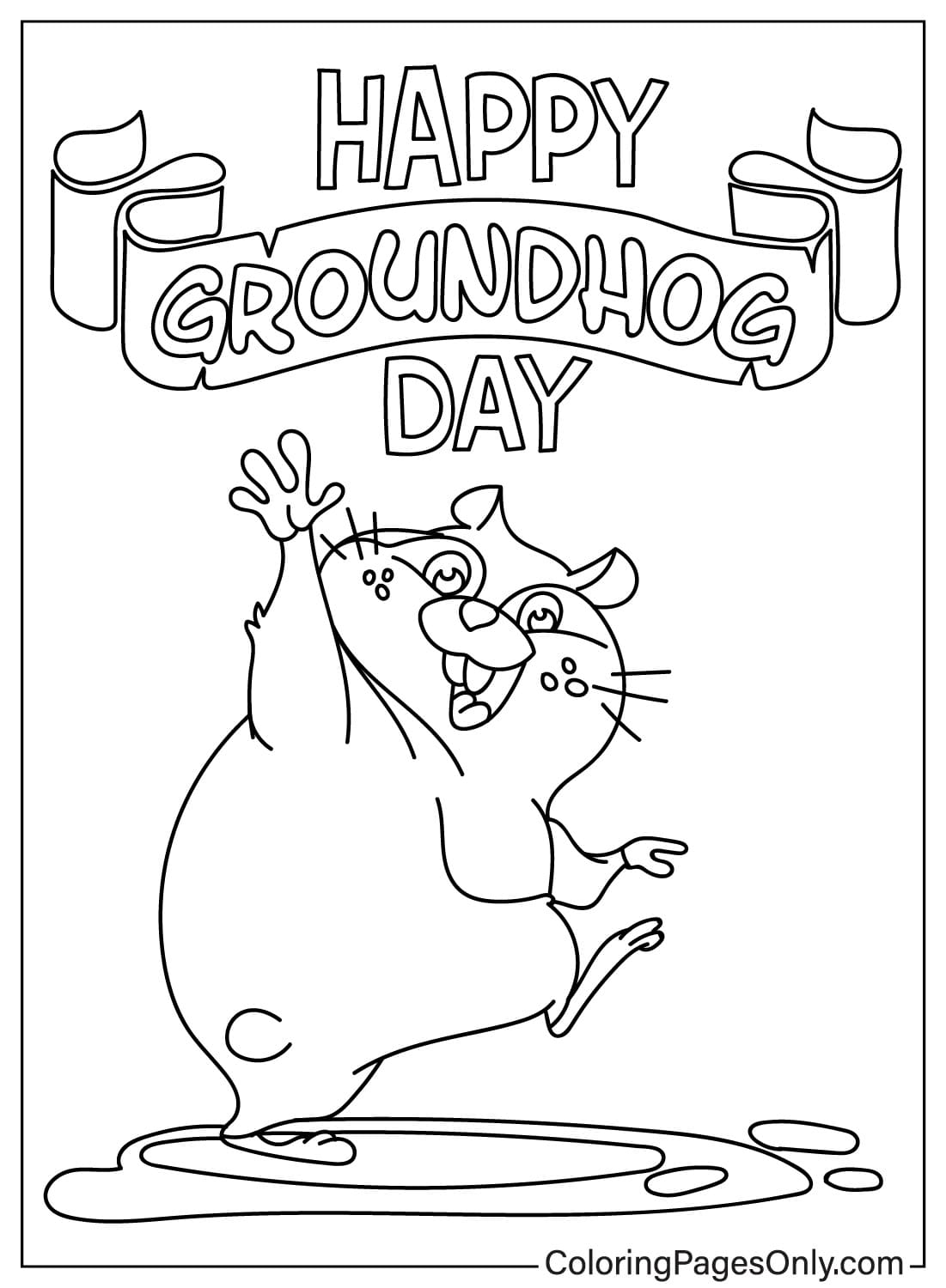 Feliz día de la marmota Página para colorear gratis del Día de la Marmota