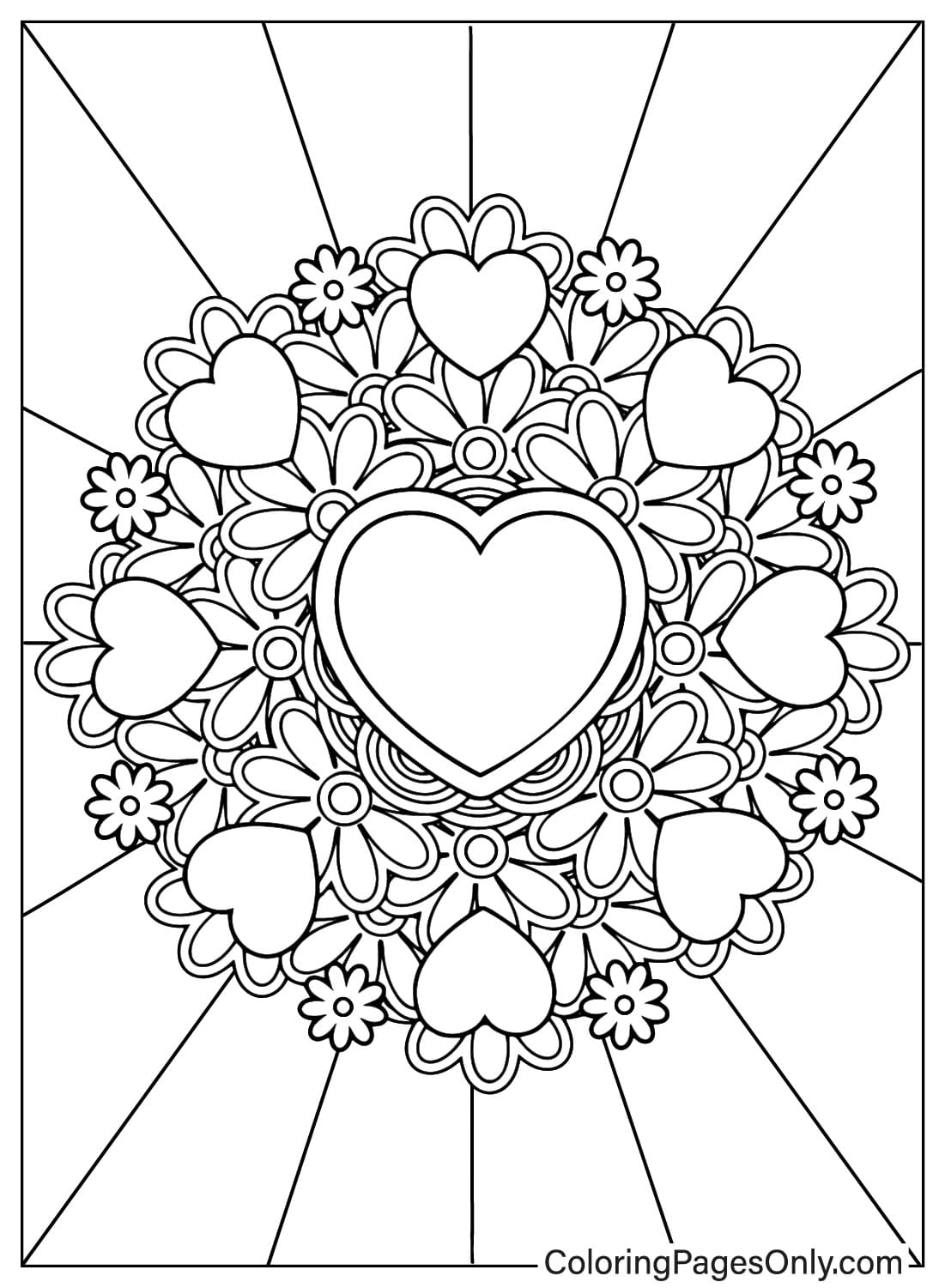 Página para colorir de coração para impressão gratuita