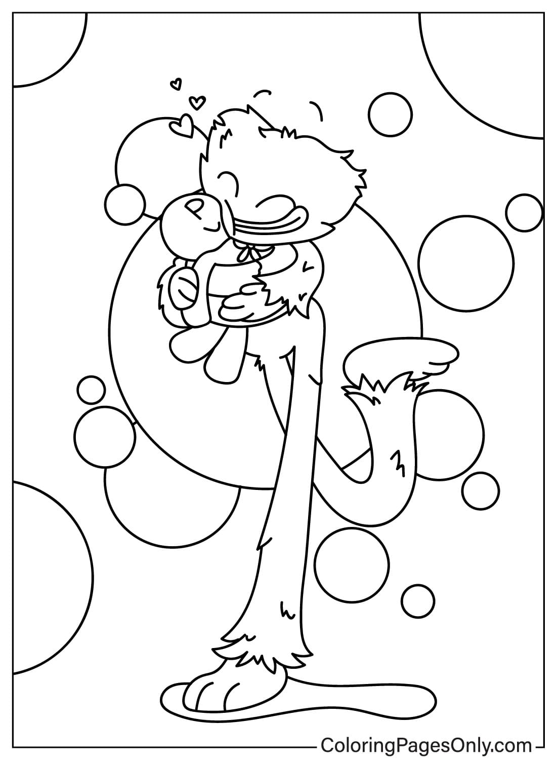 Dibujo para colorear de Huggy Wuggy imprimible gratis de Poppy Playtime