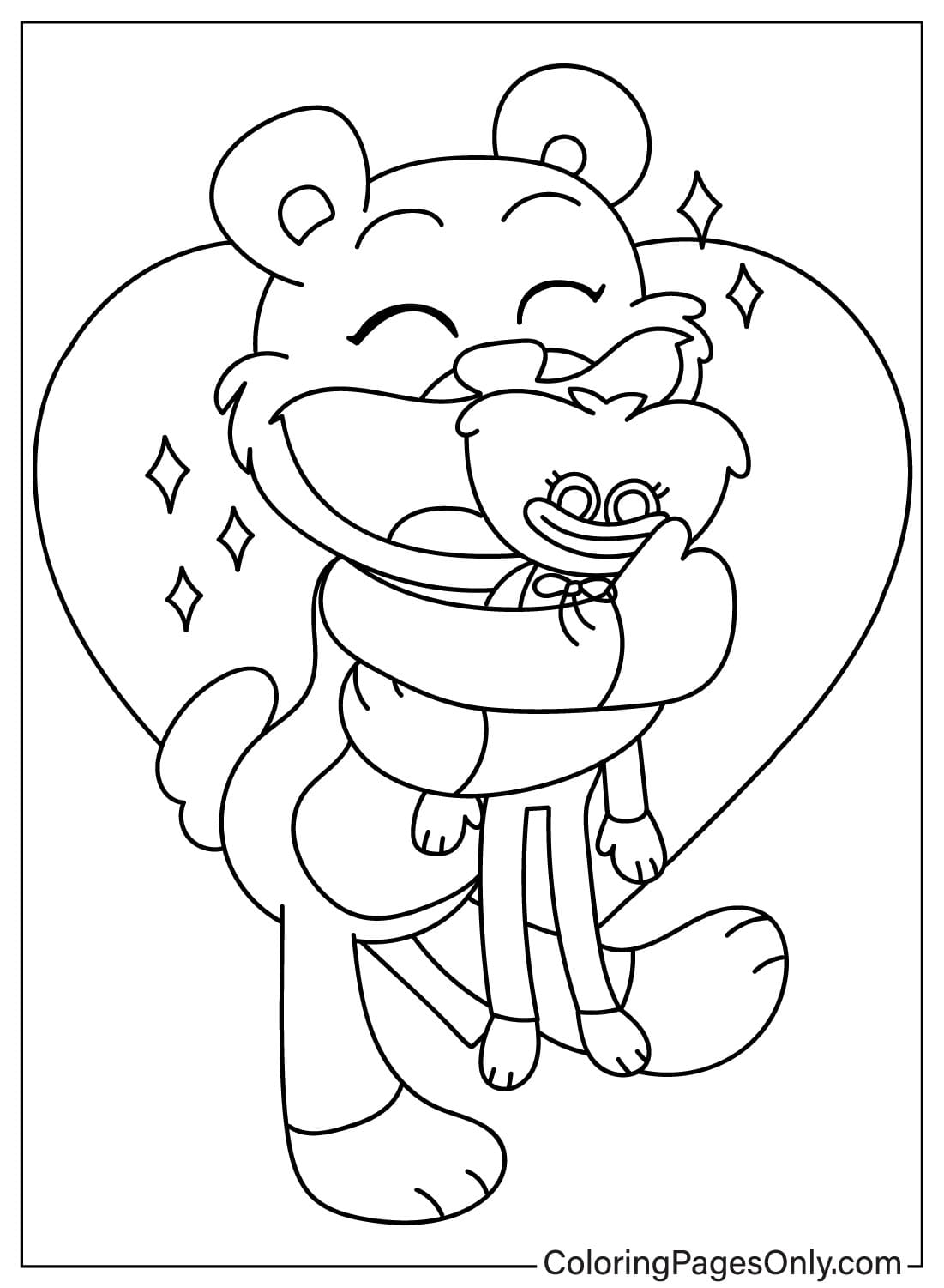Huggy Wuggy and Bobby BearHug Coloring Page from Huggy Wuggy