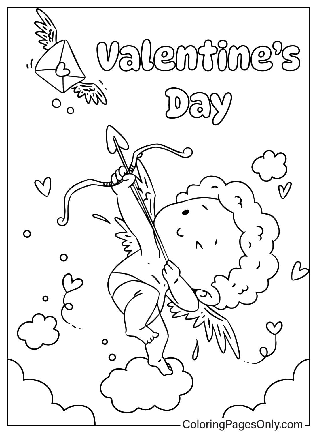 Картинки Купидон День святого Валентина Раскраска из ко Дню святого Валентина