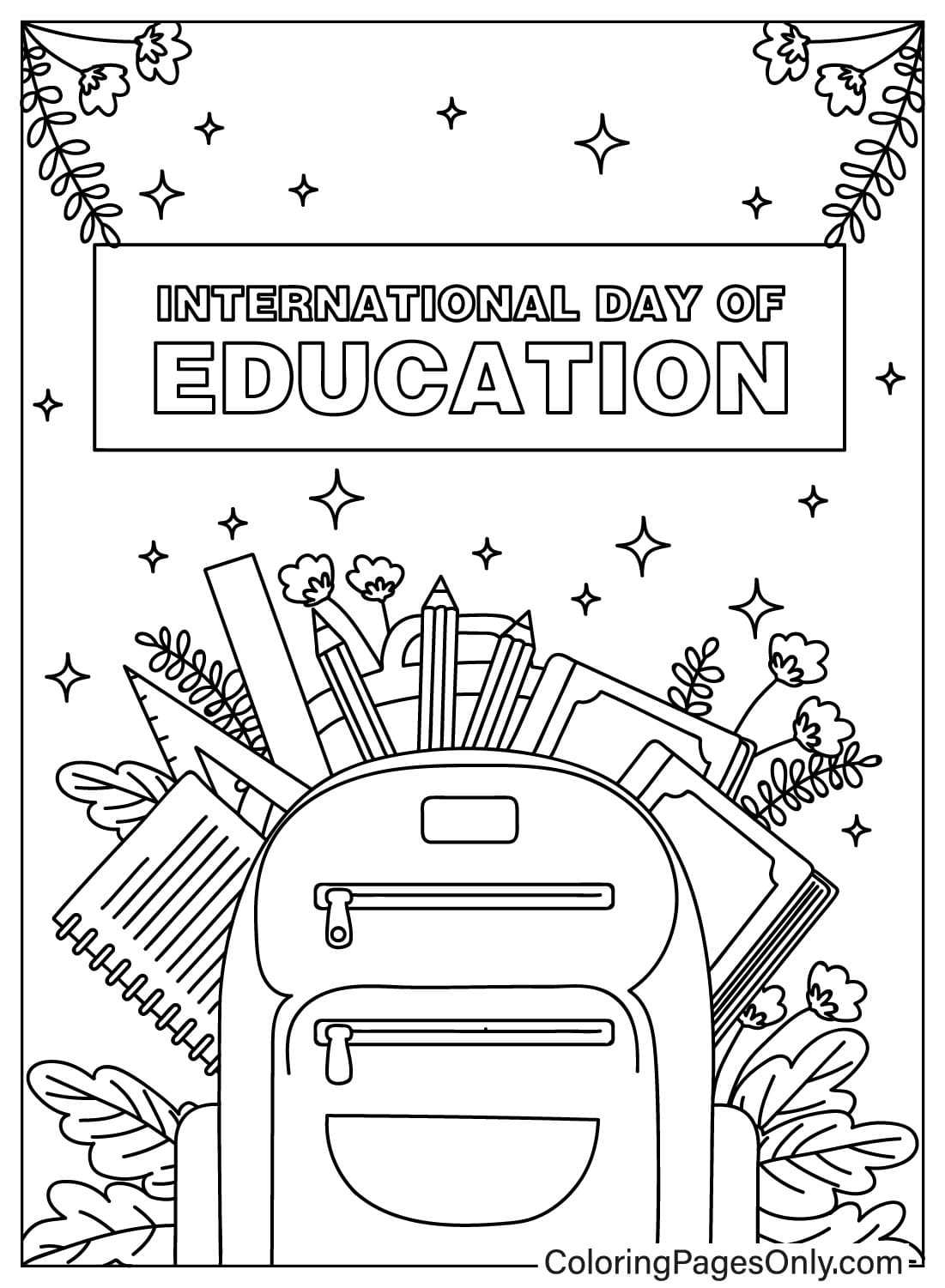 صور اليوم العالمي للتعليم صفحة التلوين من اليوم العالمي للتعليم