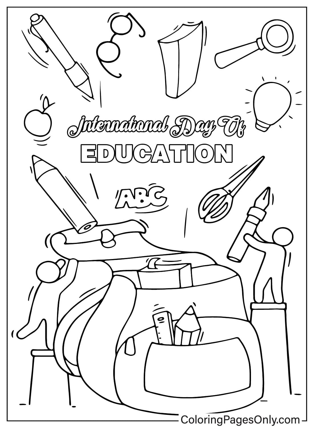 Página para colorear del Día Internacional de la Educación JPG del Día Internacional de la Educación