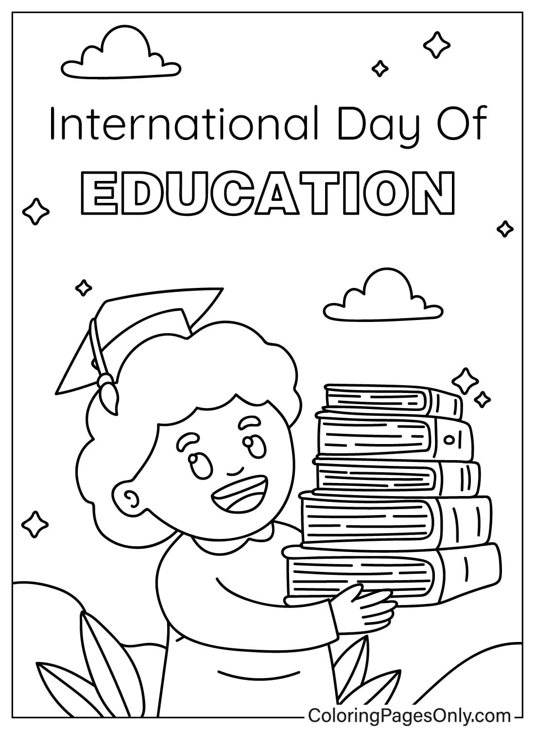 Página para colorear del Día Internacional de la Educación para imprimir del Día Internacional de la Educación