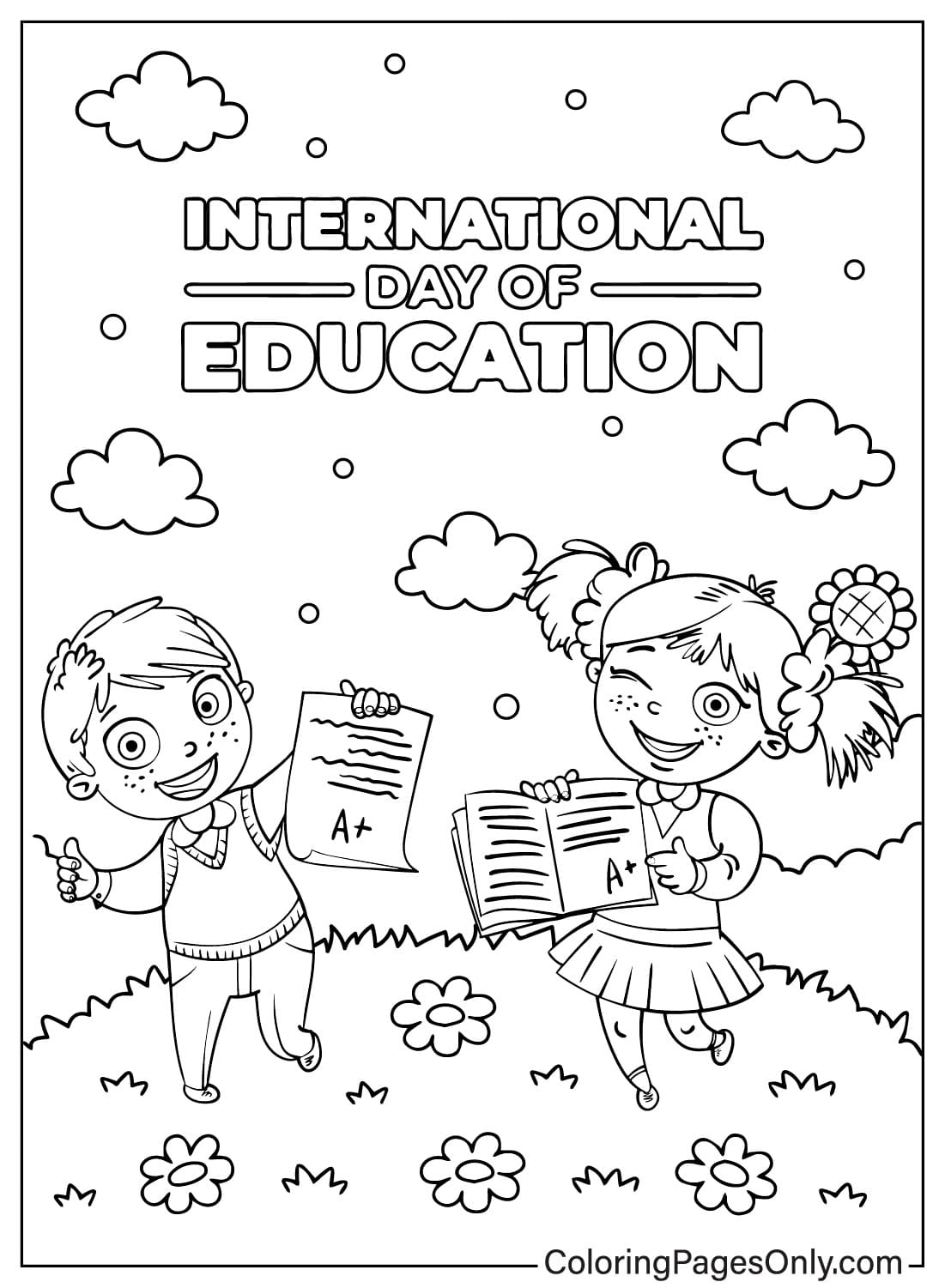 صفحات تلوين اليوم العالمي للتعليم للتحميل من اليوم العالمي للتعليم