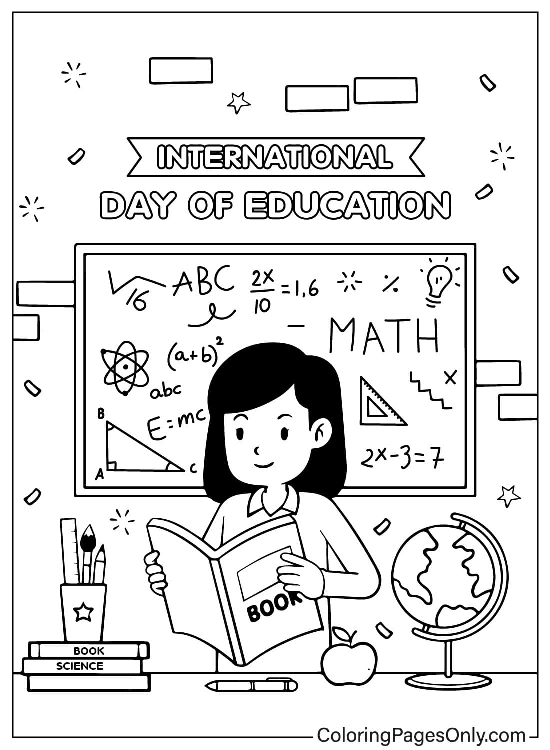 Hoja para colorear del Día Internacional de la Educación del Día Internacional de la Educación