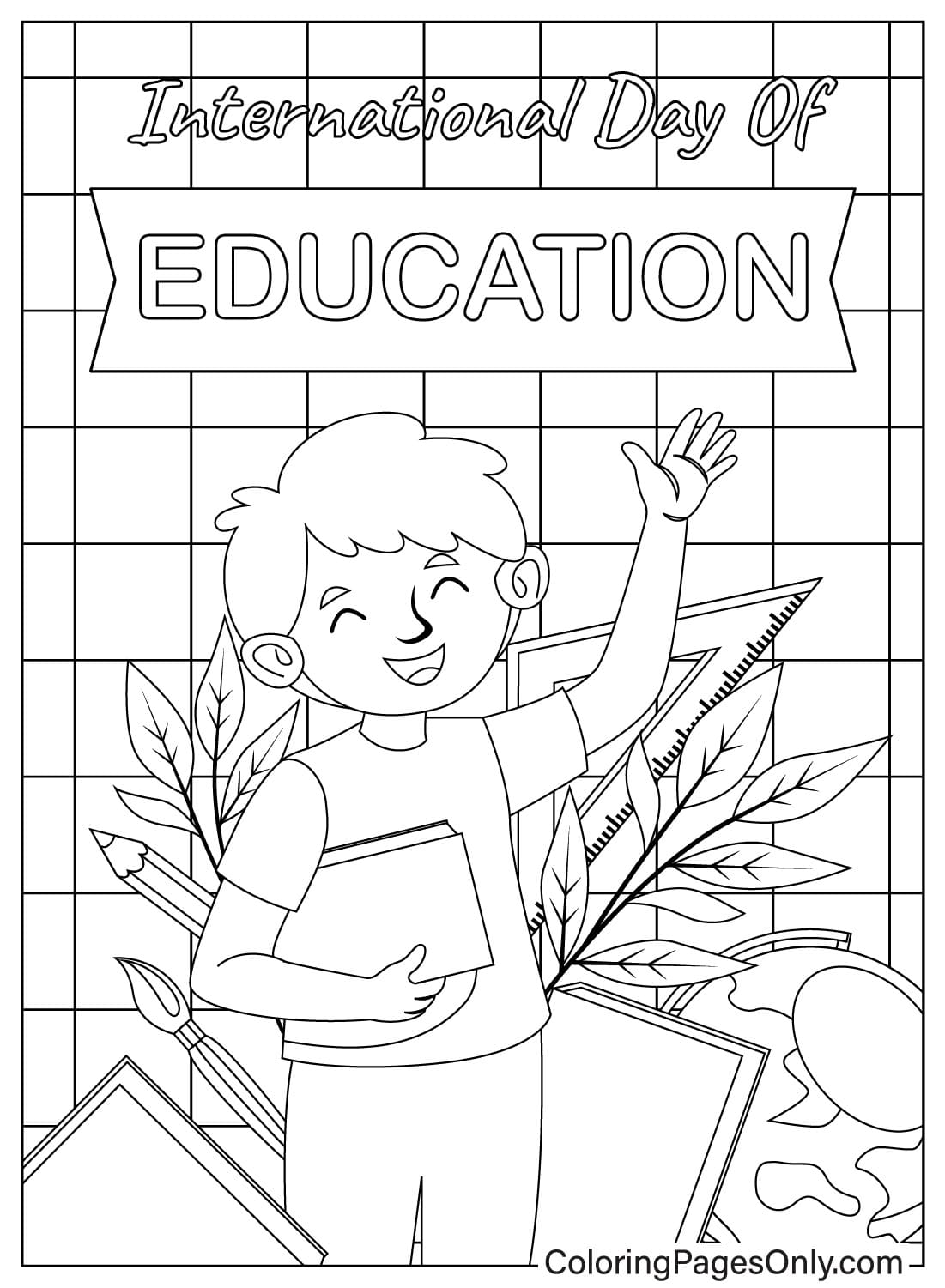 Día Internacional de la Educación Página para colorear gratuita del Día Internacional de la Educación
