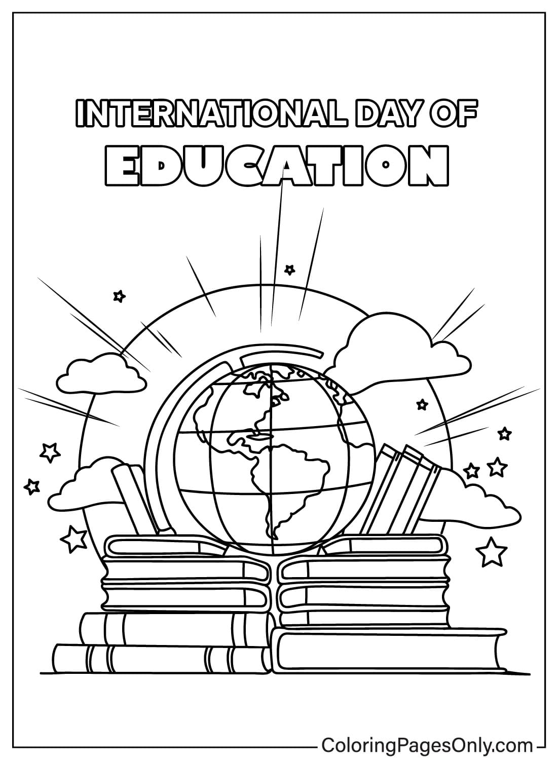اليوم العالمي للتعليم صفحة تلوين قابلة للطباعة من اليوم العالمي للتعليم
