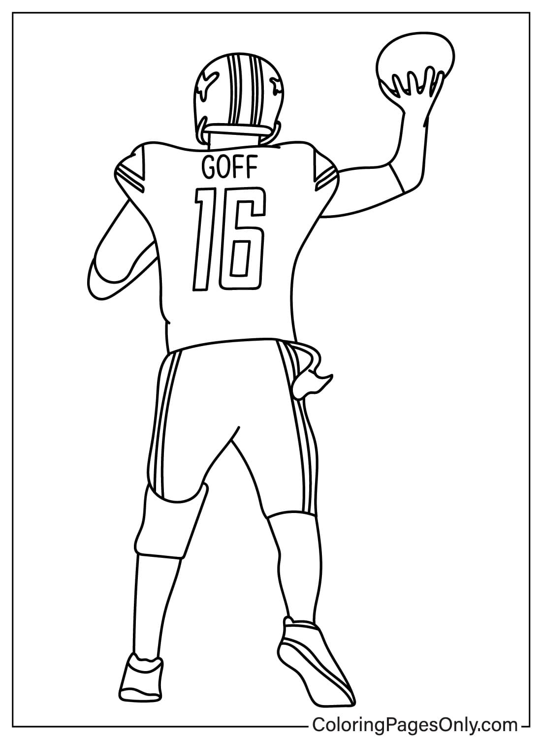 Página para colorear de Jared Goff de los Detroit Lions