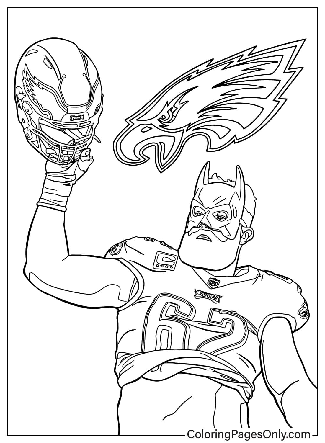 Раскраска Джейсон Келси бесплатно от Philadelphia Eagles