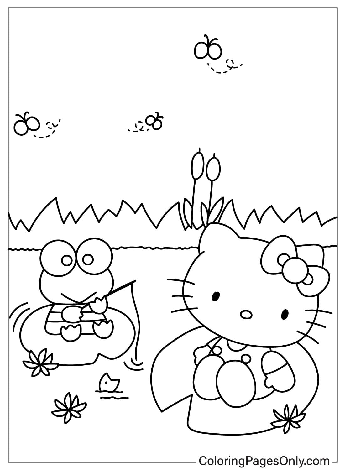 Keroppi, pagina da colorare di Hello Kitty da Keroppi