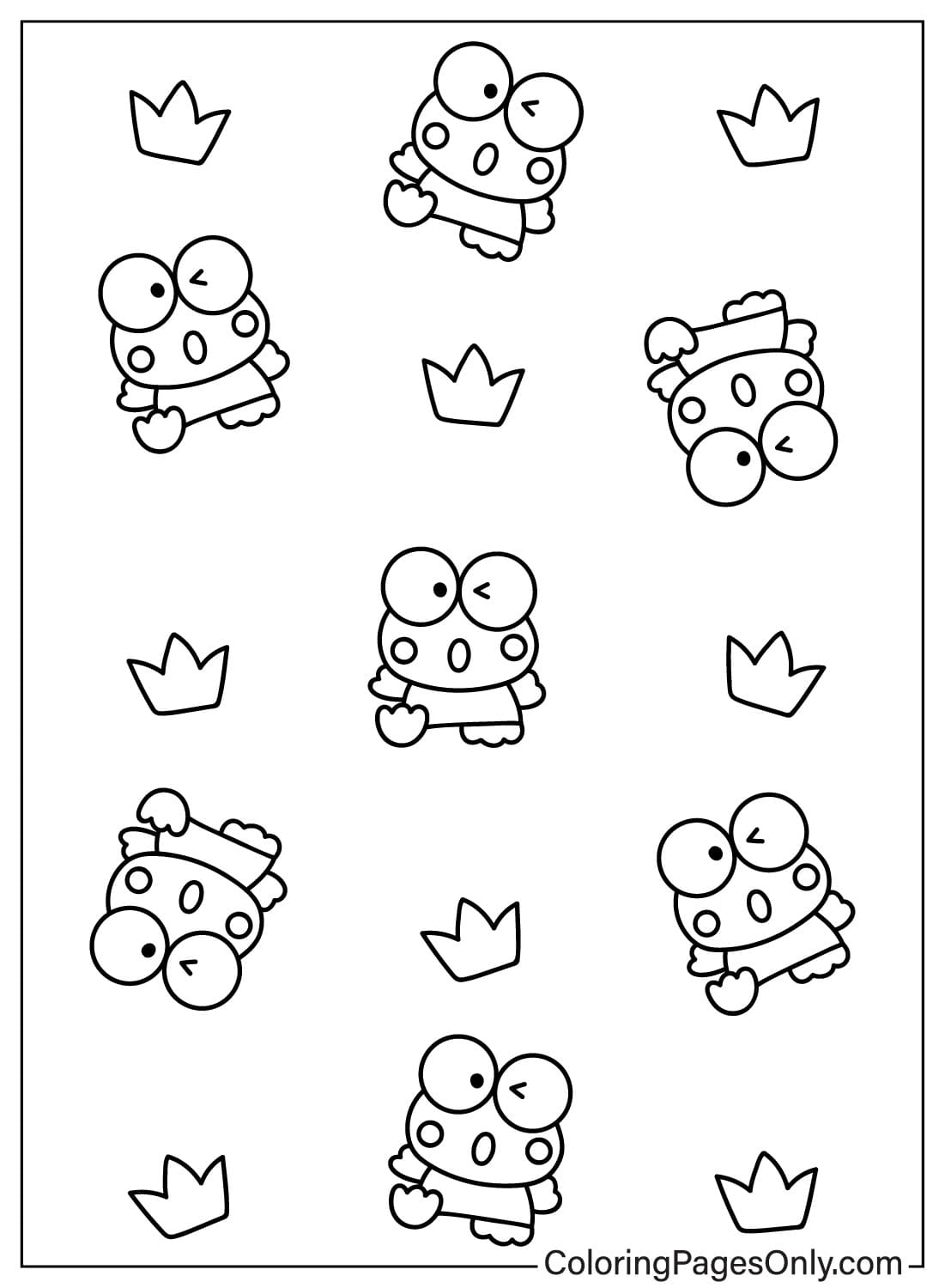 Keroppi Pattern Coloring Page
