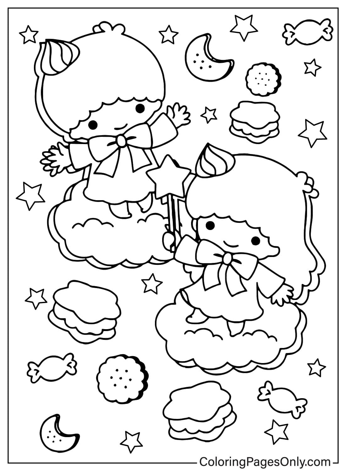 Pagina da colorare di Lala e Kiki di Little Twin Stars