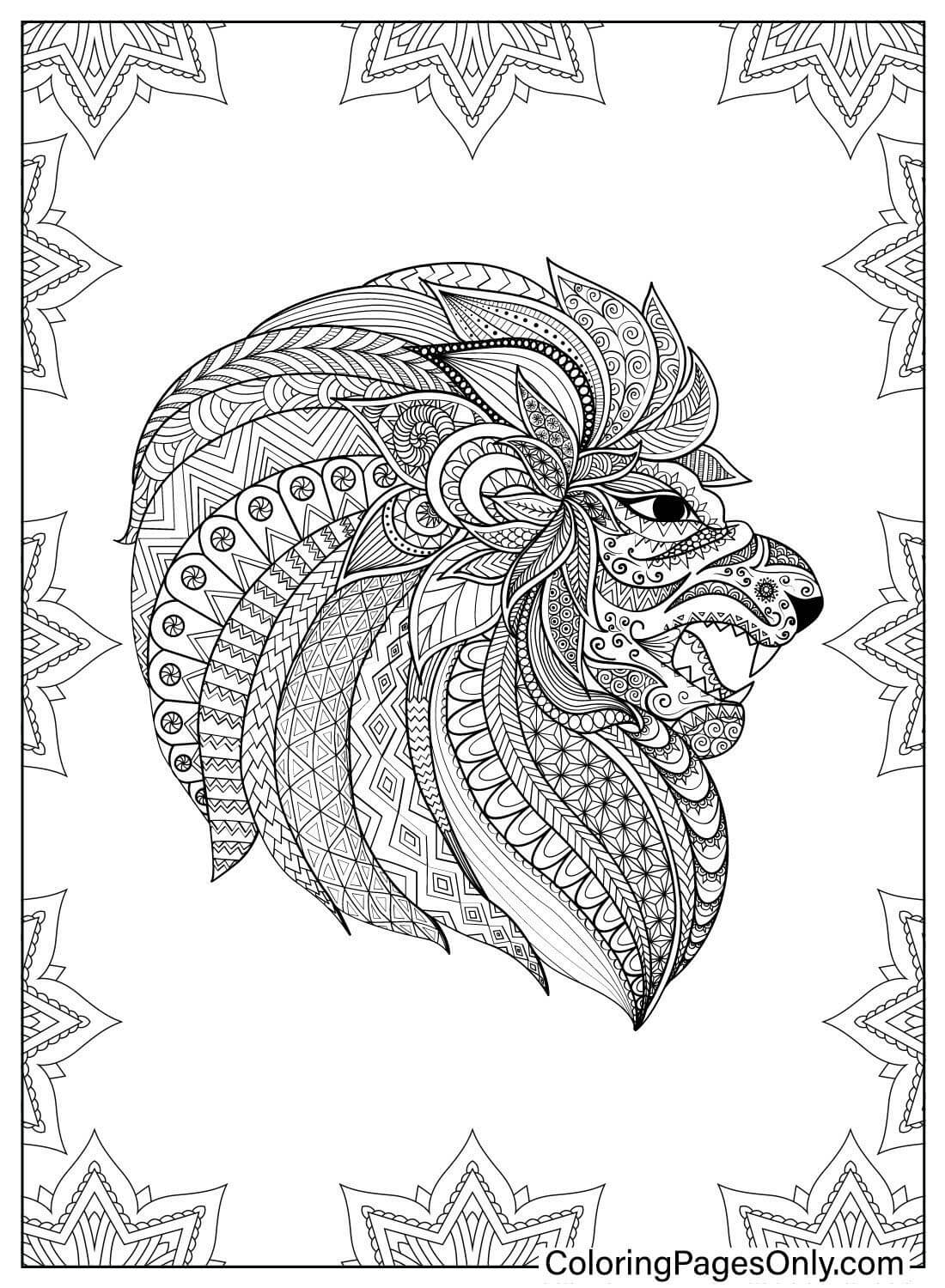 Página para colorear de mandala de león de León